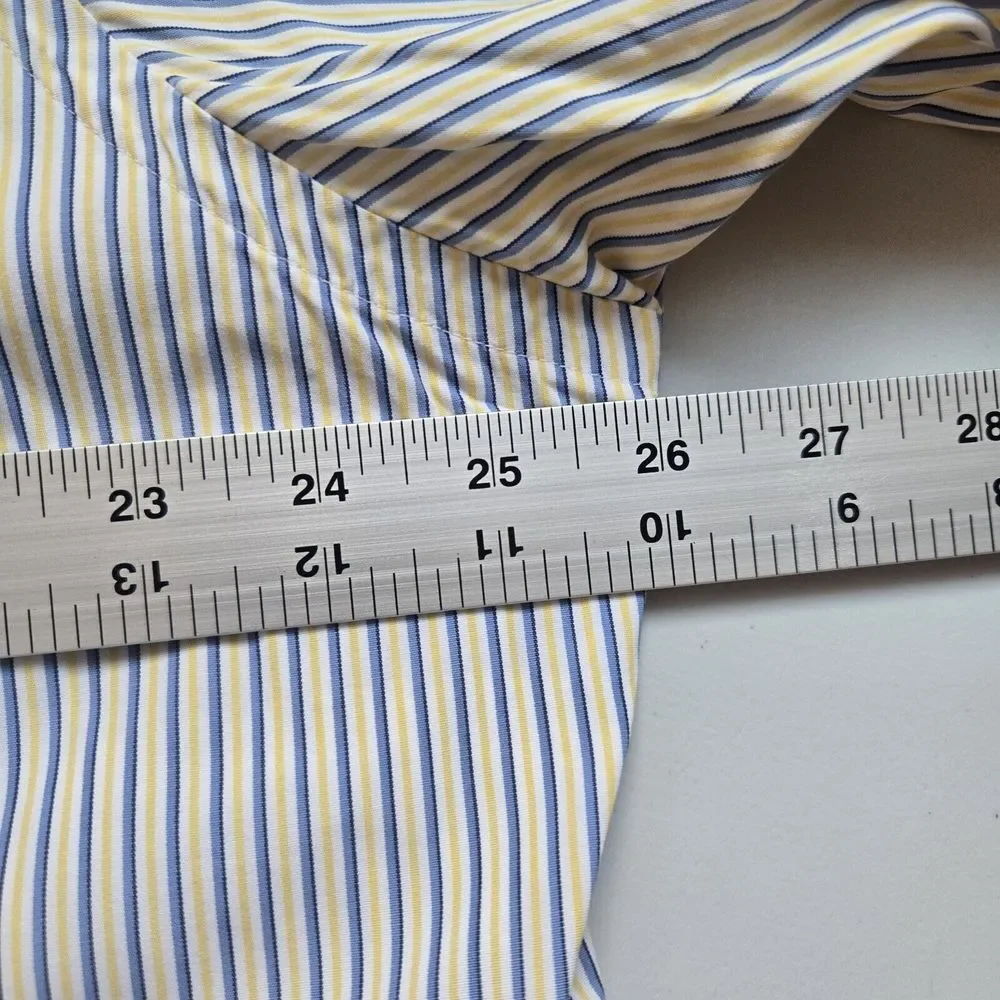 Ralph Lauren Button Down Long Sleeve Shirt Blue Yellow Stripe Mens Pony 18 34/35